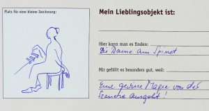 Dame am Spinett Zeichnung