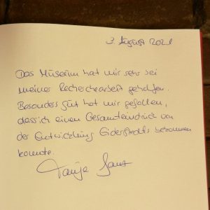 Eintrag Gästebuch